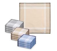 JEMIDI - Fazzoletti in tessuto da uomo, 40 cm x 40 cm, in cotone, confezione da 12 pezzi, 100% cotone design 8 Medium
