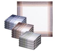 JEMIDI - Fazzoletti in tessuto da uomo, 40 cm x 40 cm, in cotone, confezione da 12 pezzi, 100% cotone design 1 Medium