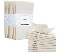 JEMIDI Set da 12 Tovaglioli Cotone Bianchi - Tessuto Certificato Oeko-Tex - in Stoffa Effetto Lino - per Tovaglia Pasquale Natalizia - Centrini Moderni per Mobili Camera da Letto