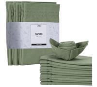 JEMIDI Set da 12 Tovaglioli Cotone Verde - Tessuto Certificato Oeko-Tex - in Stoffa Effetto Lino - per Tovaglia Pasquale Natalizia - Centrini Moderni per Mobili Camera da Letto