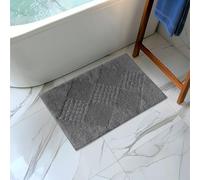JEMIDI Tappetino Bagno 80 x 50 cm - Tappeto Assorbente Scendi Doccia - 100% Cotone - Scendidoccia Soffice e Antiscivolo - Lavabile in Lavatrice - Colore Grigio