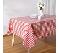 JEMIDI Tovaglia Plastificata Rettangolare - Cerata Impermeabile e Antimacchia - Copritavolo in PVC - Copri Tavolo di Plastica a Quadretti Rossi - Uso Esterno e Interno - 140 x 220 cm