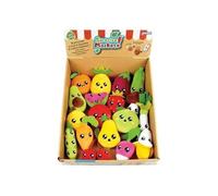 Jemini | 18 sacchetti sorprese di peluche frutta e verdura +/- 10 cm inclusi adesivi e set di memo | colori vivaci | giocattolo giocoso | marca francese | idea regalo