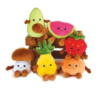 Jemini- FRUITY'S Cagette contenant 6 Fruits légumes en Peluche +/-17 cm douces et moëlleuses pour Enfant 024144-Contenitore per 6 Frutta e Verdura, Morbido e soffice per Bambini, Multicolore, 024144