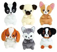 Jemini KIDIMOLS - Set di 6 peluche per cani +/- 14 cm: Husky, Chihuahua, Carlino, Cocker, Bulldog e pastore australiano