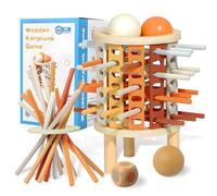 Jemmytu Giochi Montessori Legno, 36 Pcs Giochi di società per Bambini, Giochi Montessori Legno Bambini 3 4 5 6+ Anni Idee Regalo, con Bastoncini Colorati, Dadi e Custodia