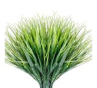 JEMONG 12 fasci di erba artificiale per esterni, resistente ai raggi UV, non sbiadisce, in plastica, piante da giardino e finestre, decorazione (erba verde)