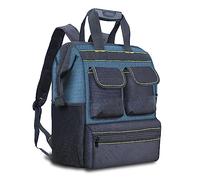 Jemora Borsa a tracolla per attrezzi a bocca larga Organizer per attrezzi multiuso con tasche multiple Spallacci regolabili e scomparto in PE per la conservazione di attrezzature per utensili professi