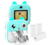 Jemora Fotocamera portatile con stampa termica istantanea per bambini Fotocamera digitale con schermo da 2,4 pollici Foto Selfie Video HD Stampa termica senza inchiostro con 3 rotoli di carta da stamp
