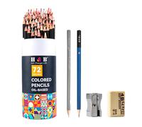 Jemora H&B 72 matite colorate a base di olio pre-affilate mina 3 mm ampio spettro colori vivaci con 1 penna da colorare per schizzi disegni libri da colorare e creazioni artistiche ideali per stud
