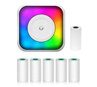 Jemora Mini stampante termica multifunzione portatile per adesivi con luce RGB, stampa fotografica istantanea senza inchiostro, supporto connessione BT per smartphone, con 1 rotolo di carta termica da