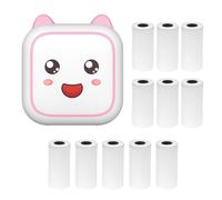 Jemora Mini stampante termica portatile multifunzione per adesivi, stampa fotografica istantanea senza inchiostro, supporto connessione BT per smartphone, con 11 rotoli di carta, 57 mm, compatibile co