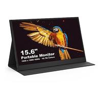 Jemora Monitor per laptop FHD 1080P da 15,6 pollici Schermo IPS Monitor portatile da gioco esterno Plug & Play con custodia in pelle PU Compatibile con laptop PC Phone Mac Xbox PS5 / PS4 Switch