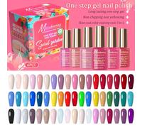 Jemora Set di gel per unghie 6 colori Smalto per unghie gel one step Soak Off Gel UV/LED Base per smalto Gel colorato Top Coat 3-IN-1 A lunga durata