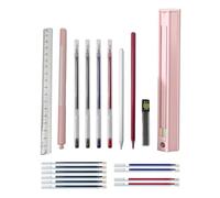 Jemora Simpatico astuccio portapenne esagonale portapenne multifunzione push-pull set di cancelleria con righello e temperamatite staccabile e gomma custodia rigida per penna inclusa 10 ricariche (6 p
