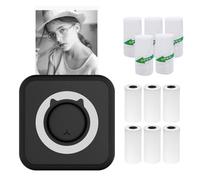 Jemora Stampante fotografica tutto in uno Stampante portatile multifunzione Mini stampante istantanea wireless Supporto connessione BT per smartphone con 6 rotoli di carta termica e 5 rotoli di carta