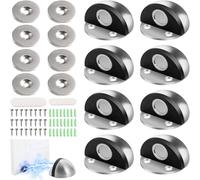 Jemuon, fermaporta invisibili, in acciaio inox, con paraurti in gomma, senza viti e cuscinetti autoadesivi, magnetici, per casa e ufficio, per proteggere pareti, mobili, durevoli, resistenti alla