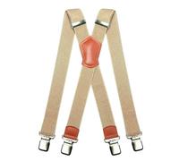 JEMYGINS Bretelle da uomo larghe 3,8 cm con 4 clip in metallo resistenti, taglia unica, regolabili ed elastici, stile X per uomini e donne, beige, M