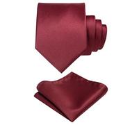 JEMYGINS Cravatta da Uomo con Superficie Opaca che include Fazzoletto da Taschino, Data rossa, M