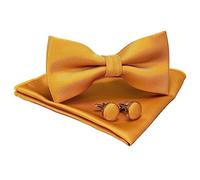 JEMYGINS Cravatta Monocromatica e Pochette con set di Gemelli per Uomo,giallo 2