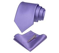 JEMYGINS Cravatta Uomo Viola lavanda in Seta Formali Matrimonio Riunirsi Occasioni Multicolore con Fazzoletto e Fermacravatta