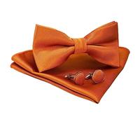 JEMYGINS Papillon Uomo Arancione2 Regolabile in Diversi Colori con Fazzoletto e Gemelli