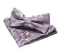 JEMYGINS Papillon Uomo Grigio2 Paisley Design Regolabile in Diversi Colori Partito cena di gala con Fazzoletto e Gemelli