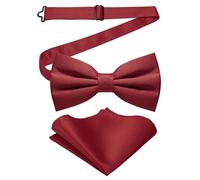 JEMYGINS Set da uomo con papillon bifold opaco solido e fazzoletto da taschino, rosso vivo, M