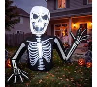 Jenaai Scheletro gonfiabile di Halloween di 1,6 m con le luci del LED | Design scheletro strisciante con ossa luminose, impermeabile per esterni, prato, giardino, cortile, casa infestata
