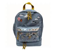 Jenard Zaino per bambini - Zaino leggero per asilo, scuola, sport ed escursioni | con scomparto per borraccia, riflettori, senza BPA, Blu / animali sulla mappa del mondo, Taglia unica