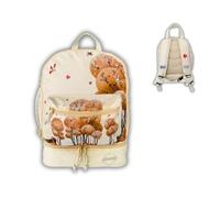 Jenard Zaino per bambini - Zaino leggero per asilo, scuola, sport ed escursioni | con scomparto per borraccia, riflettori, senza BPA, Crema/Animali nel bosco, Taglia unica