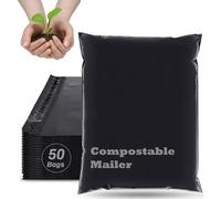 JENCENBIO Compostabili Buste per Spedizioni nero, biodegradabile Impermeabile e Non Trasparente per Abiti, Scatole e Altri Prodotti (26x38cm) 50pcs
