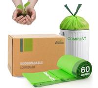 JENCENBIO Sacchetti della spazzatura compostabili con cordino da 20 litri con cordino, biodegradabili per smaltimento pulito BPI ASTM D6400 e OK compost Home