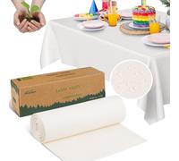 JENCENBIO Tovaglia compostabile usa e getta, 3 pezzi, impermeabile, per compleanno, rettangolare, adatta per matrimoni, feste, gastronomia, Natale, 150 x 270 cm, colore bianco