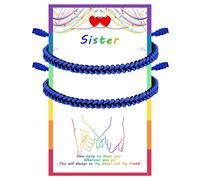 JENDEAR SHINE 2 Pezzi Bracciale Corda Sorella, Bracciale Intrecciato a Mano Regolabile, Regalo di Compleanno per Donne Ragazze Sorelle