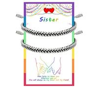 JENDEAR SHINE 2 Pezzi Bracciale Corda Sorella, Bracciale Intrecciato a Mano Regolabile, Regalo di Compleanno per Donne Ragazze Sorelle