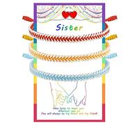 JENDEAR SHINE 2 Pezzi Bracciale Corda Sorella, Bracciale Intrecciato a Mano Regolabile, Regalo di Compleanno per Donne Ragazze Sorelle