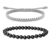 JENDEAR SHINE 2PCS Bracciale da Donna, Bracciale Intrecciato a Mano e Bracciale in Agata, Gioielli Regalo di Compleanno Dell'amicizia per Donne e Ragazze