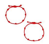 JENDEAR SHINE Bracciale 7 Nodi, Bracciale Kabbalah Rosso, Amuleto con Corda Rossa Proteggi Buona Fortuna Destino, Adatto per Donna Uomo Coppia Madre Figlia