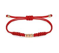 JENDEAR SHINE Bracciale Corda Intrecciata per Le Donne, Bracciale Fatto A Mano con Perline e Nodi, Ragazza Compleanno Amicizia Regalo Fortunato Rosso Nero Gioielli