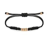 JENDEAR SHINE Bracciale Corda Intrecciata per Le Donne, Bracciale Fatto A Mano con Perline e Nodi, Ragazza Compleanno Amicizia Regalo Fortunato Rosso Nero Gioielli