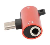 Jenivaint Adattatore da a Jack per Cuffie da 3,5 Mm, Mini Jack in Lega di Alluminio con Ricarica Rapida PD, Chip Intelligente qualità HIFI. (rosso)