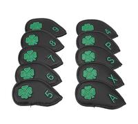 Jenivaint Copriferri da Golf, Set da 10 Pezzi Copritesta Mazze da Golf in Pelle PU per Cunei Ferri con Chiusura a Nastro Magico, Protegge le Mazze da Danni, Adatto a Tutte le Marche (BLACK)