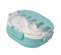 Jenivaint Lunch Box a 3 Scomparti, Contenitori per Snack in Plastica per Gelato con Forchetta e Cucchiaio per Viaggi Scolastici per Bambini e Adulti (GREEN)