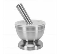 Jenivaint Set Mortaio E Pestello, Ciotola Multiuso Per Macinino In Acciaio Inossidabile 304 Con Coperchio Base Antiscivolo Per Condimento In Guacamole Pesto (Taglia larga)