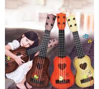 Jenivaint Ukulele per Bambini, Giocattolo per Strumento Musicale Ukulele Regolabile a 4 Corde con Motivo a Forma di Cuore, per L'educazione Precoce e L'interazione Genitore-figlio, 35 Cm (ORANGE)