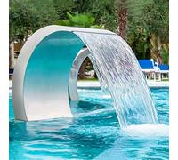 JENLER Fontana per piscina in acciaio inox 304 colore argento per piscine a terra giardino cascate all'aperto pura discesa stagno acqua caratteristica-39,9 cm altezza