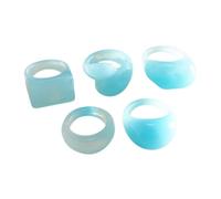 JENMAVJI Set da 5 pezzi Y2k in resina grossa colorata larga spessa cupola irregolare anello per nocche congiunzione impilabile acrilico geometrico quadrato esagerato per le donne gioielli estetici