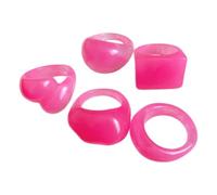 JENMAVJI Set da 5 pezzi Y2k in resina grossa colorata larga spessa cupola irregolare anello per nocche congiunzione impilabile acrilico geometrico quadrato esagerato per le donne gioielli estetici