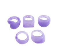 JENMAVJI Set da 5 pezzi Y2k in resina grossa colorata larga spessa cupola irregolare anello per nocche congiunzione impilabile acrilico geometrico quadrato esagerato per le donne gioielli estetici